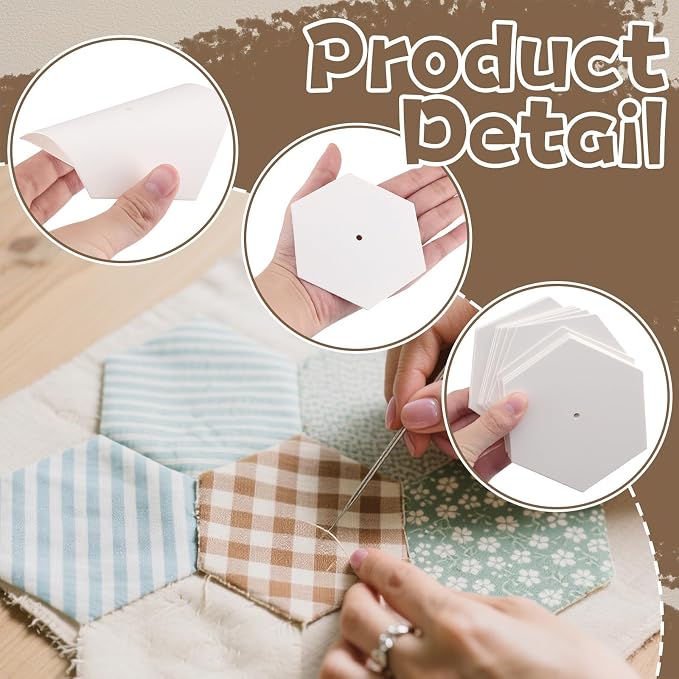 260 PCS Hexagon Piecing Paper Templates, Quilting Templates Accessories - Image 3