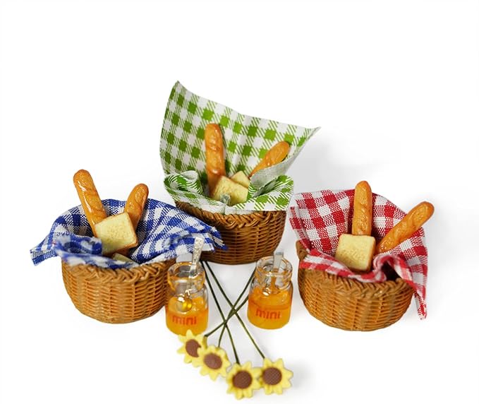 Miniature Food Dollhouse Accessories Garden Decor 1:12 Scale Bread Honey Picnic - Image 4