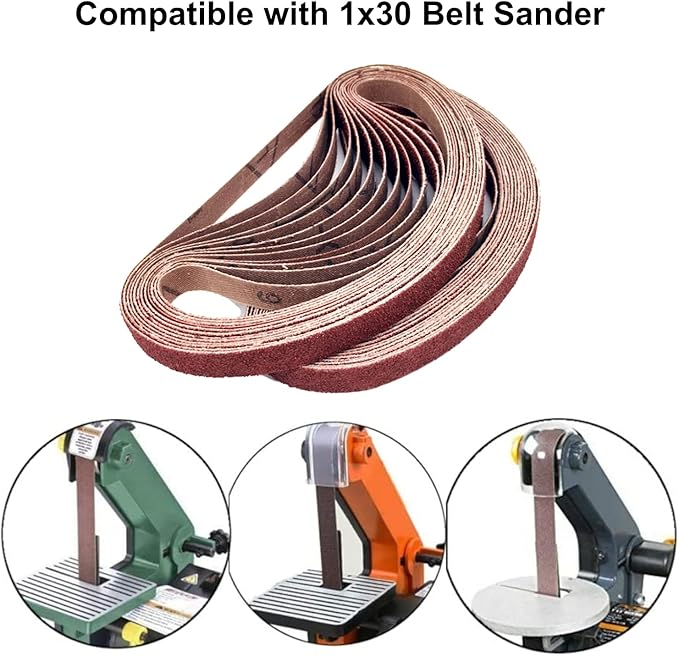 1x30 Sanding Belt, 80 Grit Aluminum Oxide Belt Sander Paper for Woodworking Metal Polishing,24 Pack(1x30 Inch, 80 Grit)