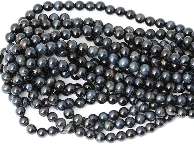 45PCS 8mm Natural Blue Tiger Eye Gemstone Round Loose Beads - Image 3