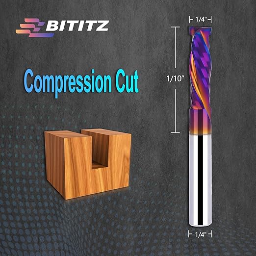 2PCS Up & Down Cut Spiral Router Bit 1/4 Inch Shank 1/4 Inch Cutting Diameter 1/10 inch Cutting Length with Extra Long Life Coating CNC Router Bits End Mill for Wood Cutting, Slot Mortise, Engraving