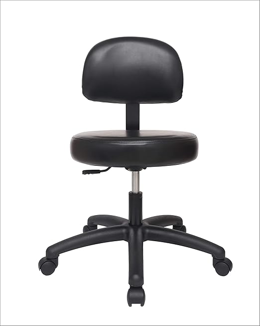 Chair Master Adjustable Chair for Exam Rooms, Labs, Doctor and Dentist Offices. Easy to Clean! 19"-27" Seat Height NO FOOTRING (Medium Desk Height, Black)
