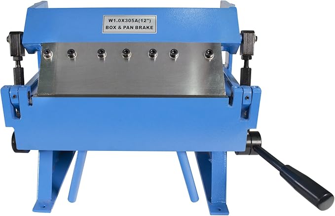 Erie Tools 12" Pan and Box Brake with Adjustable Removable Fingers 20-Gauge Steel/16-Gauge Aluminum Capacity 0–135° Bend Angle Bench Top Sheet Metal Brake for Bending Forming and Fabrication