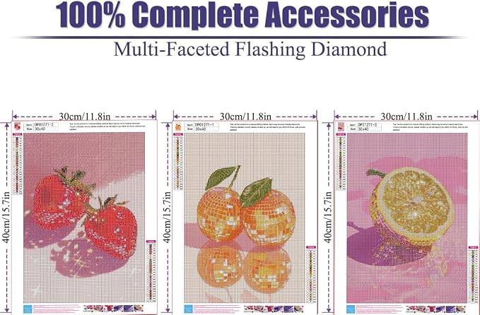 RYMILIE 3 Packs Fruit Diamond Art Kits - Image 2