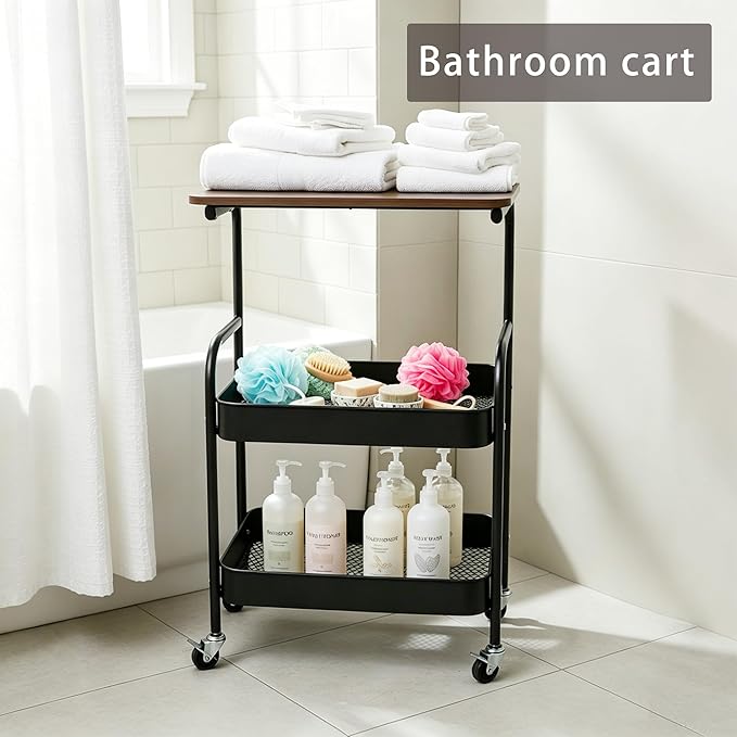 3-Tier Metal Rolling Utility Cart - Image 6