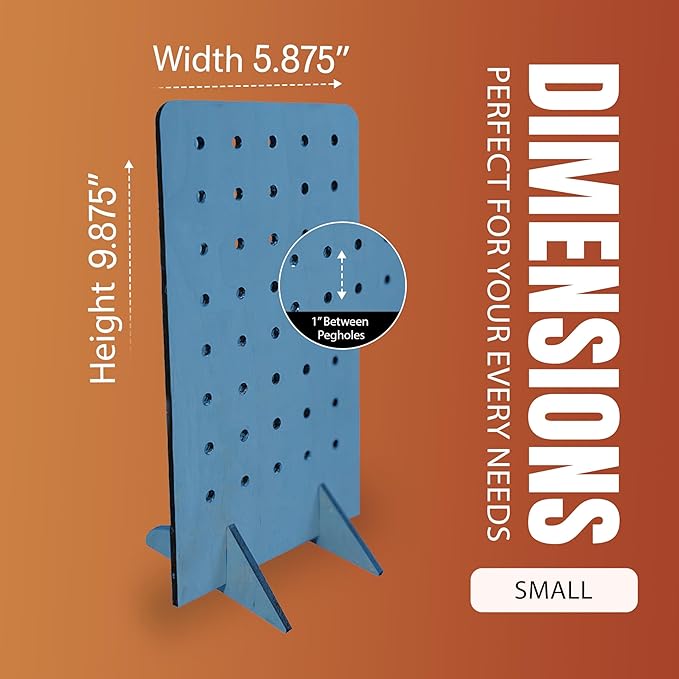 Torched Pegboard Display Stand for Jewelry, Craft Shows, Selling, Vendor Events, Tools, Peg Board Accessories Rack Organizer, Small 5.88" L x 4.3" W x 9.88" H, Blue