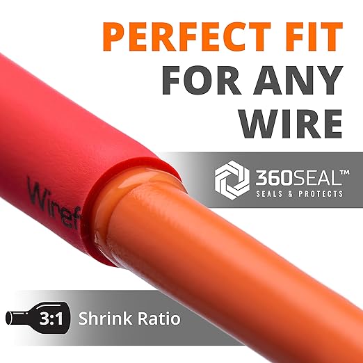 Wirefy 5/16" Heat Shrink Tubing - 3:1 Ratio - Adhesive Lined - a Resistant Heat Shrink - Red - 50 Feet Roll
