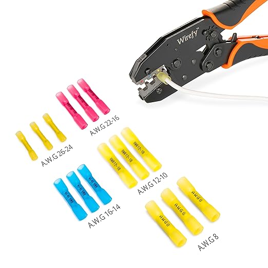 Wirefy 150 Wire Connectors - Wire Butt Connectors Heat Shrink - Heat Shrink Crimp Connector for Wiring - Electric Marine Grade Connector Waterproof Butt Splice Electrical Kit