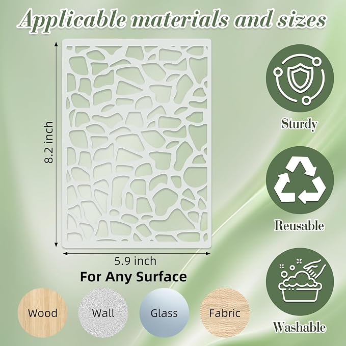 Geometric Texture Stencils for Crafts Reusable 16Pcs Stencils | DIY Art - Image 4