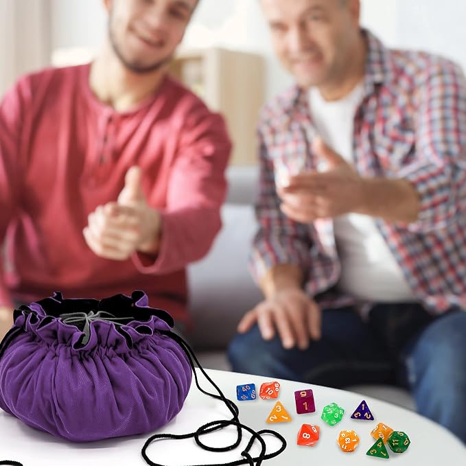 SIQUK Large Dice Bag with Pockets Big Capacity Dice Bag Drawstring Dice Pouch - Image 7