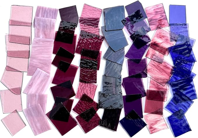ILLUCKAI 2.2lb Purple Stained Glass Scraps, Irregular Stained Glass Sheets - Image 5