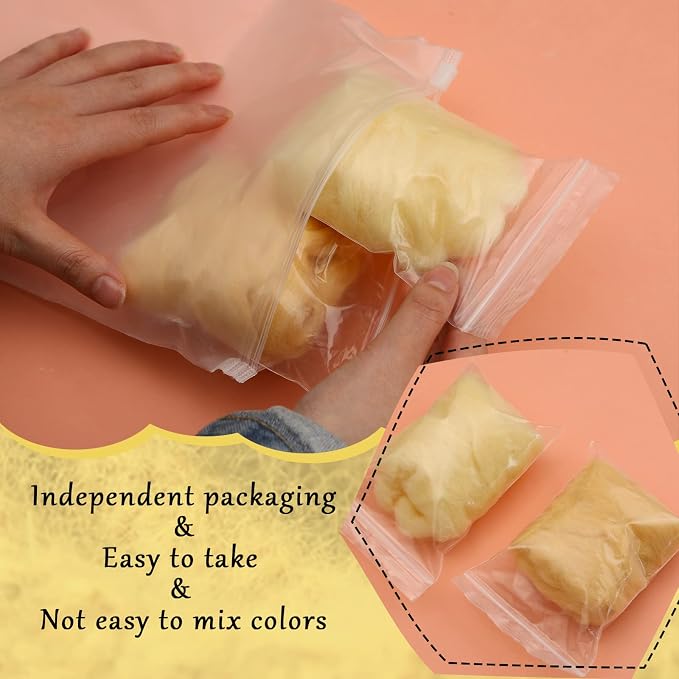 WONVOC 4.23 oz Needle Felting Wool, 10g per Color, 12 Colors Roving Yarn - Image 5
