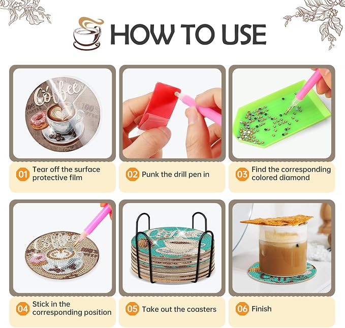 Sitsink Coffee Diamond Painting Coasters Kits - Image 3
