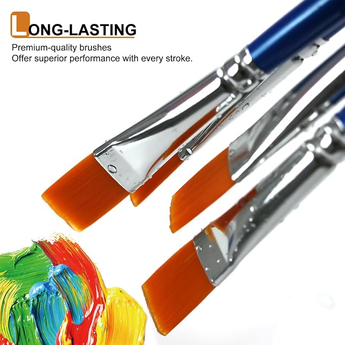 1/2 inch Flat Paint Brushes for Acrylic Painting, Watercolor, Face Body Art - Image 4