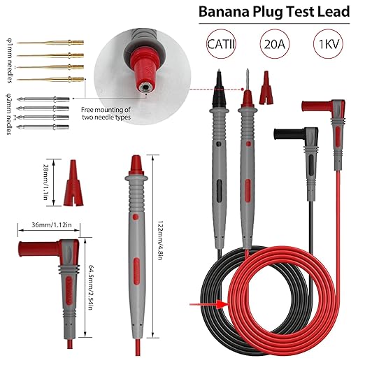 29PCS Multimeter Test Leads Kit with Alligator Clips, Banana Plug Test Leads and Test Probes 1000V 10A CAT III for Fluke/KAIWEETS/INNOVA Multimeter/Voltmeter/Clamp Metert