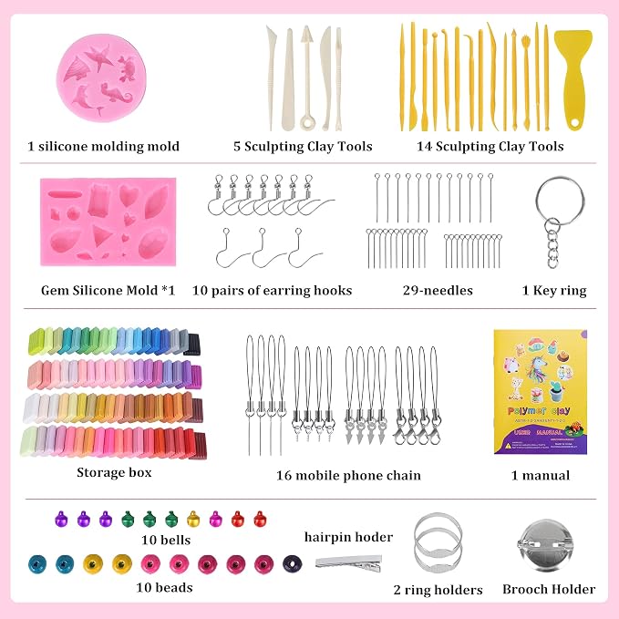Aestd-ST Polymer Clay Kit 72 Colors, Oven Bake Modeling Clay - Image 3