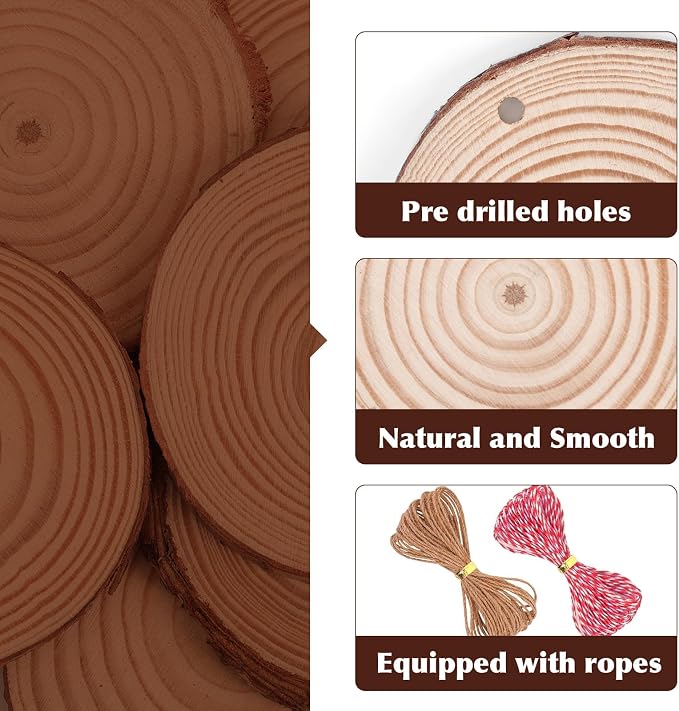 100 Pack Nature Wood Slices for Crafts, 2.4-2.8In Unfinished Natural Wood - Image 4