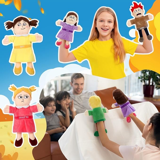 Lenwen 6 Pcs Feelings Hand Puppets - Image 6