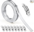 Hose Clamps, DIY 12.5 FT Metal Strap + 8 Fasteners, Hose Clamps Stainless Steel, Large Adjustable Hose Clamp Pipe Clamp for Pipe Automotive Mechanical Applications