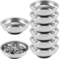 FUNSUEI 8 Packs 6 Inches Magnetic Tray, Stainless Steel Magnetic Bowl, Round Magnetic Parts Tray for Pins, Screws, Bolts, Nuts, Small Parts
