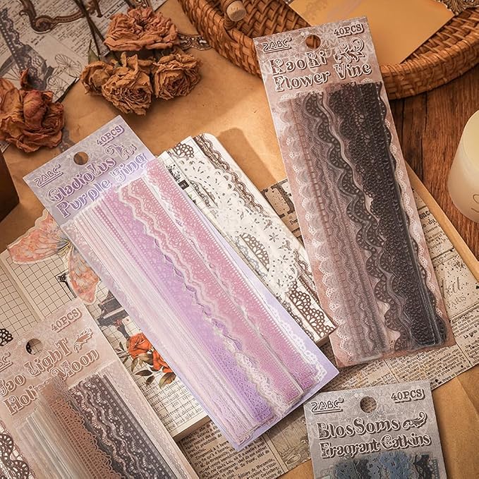 240 Pcs Transparent Lace Stickers - Image 4