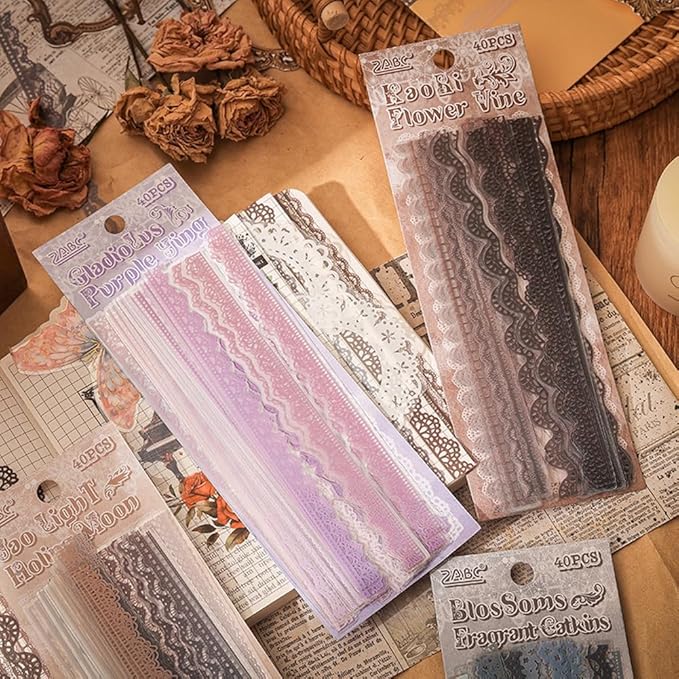 40 Pcs Transparent Lace Stickers - Image 4