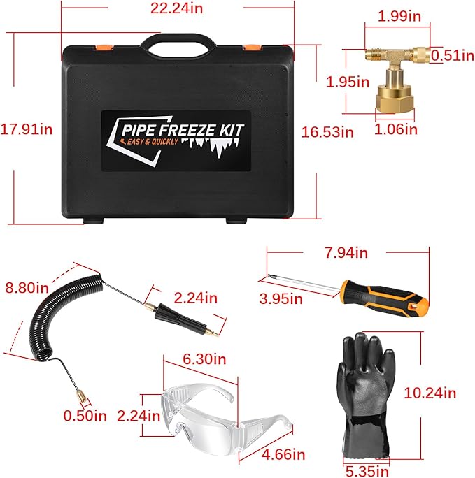 CST2 General Cold-Shot Pipe Freeze Kit - Upgraded CO2 Water Pipe Plumbing Line Freezing Repair Kit from 1/8" to 2" for Copper Steel Aluminum Cast Iron