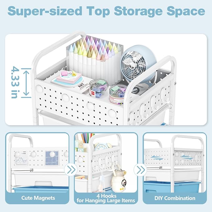 5 Drawer Rolling Storage Cart - Image 4