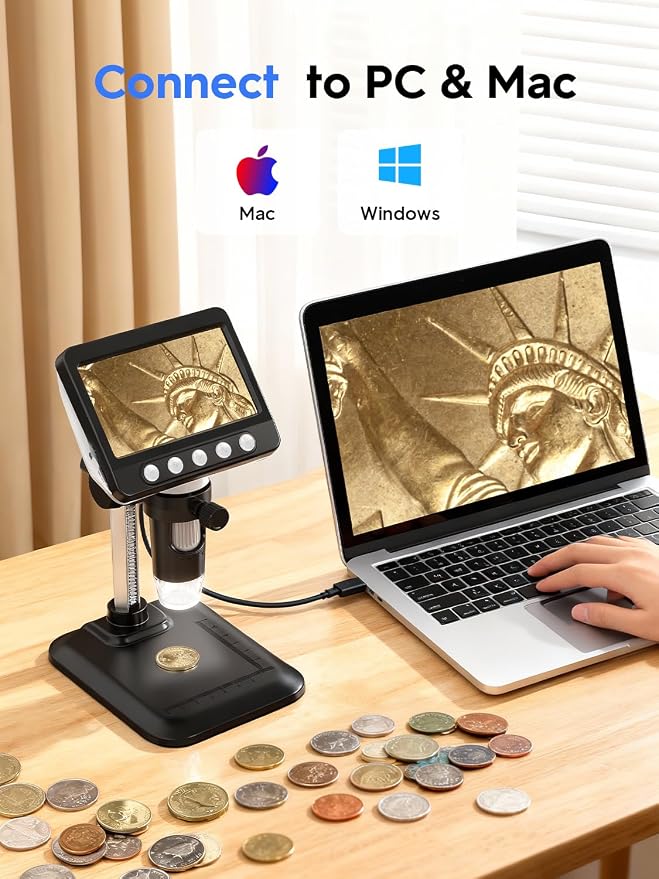 Coin Microscope, 4.3" LCD USB Digital 1000X 1080P Coin Magnifier | 8 Adjustable - Image 7