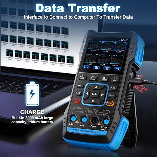 3in1 Upgrade Handheld Oscilloscope/Multimeter/DDS Generator Digital Oscilloscope with Double Channel, 250MS/s Sampling Rate, 50MHz Bandwidth, 19999 Counts, Voltage, Current, Capacitor, Resistor, Diode