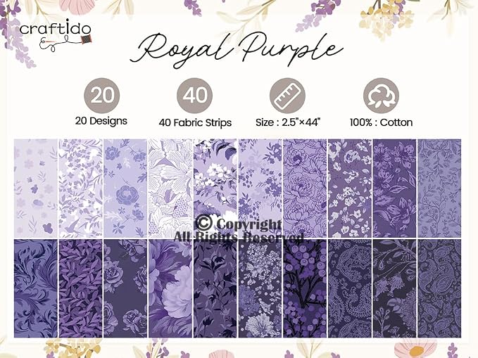 Craftido-20 Options-100% Cotton Jelly Roll Fabric Precut Strips - Image 4