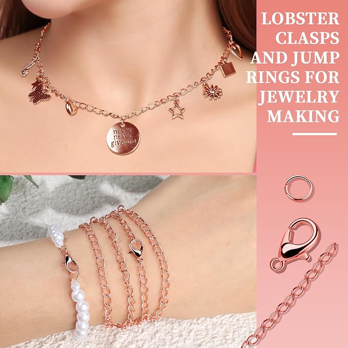Teenitor 524PCS Key Chain Making Kit, Keychain Making Supplies Rose Gold - Image 7