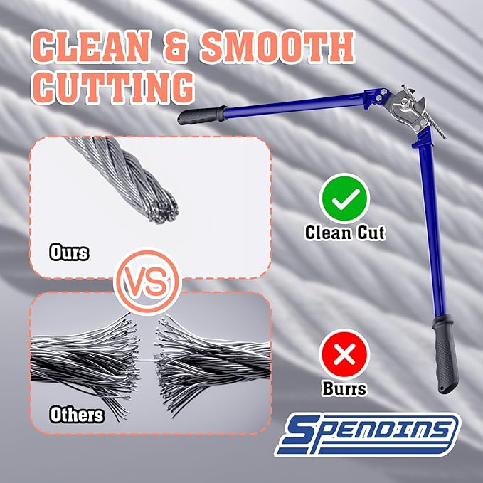 42” Heavy Duty Wire Rope Cutter,Steel Wire Cutters w/Ergonomic Handle Design, Hardened Cable Cutter Cuts Up to 13/16" for Wire rope, Stainless Steel Wire, Copper and Aluminium Cables