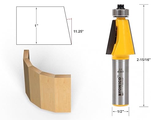 YONICO Chamfer Router Bits Bevel Edge Forming Set 5 Bit 1/2-Inch Shank 13508