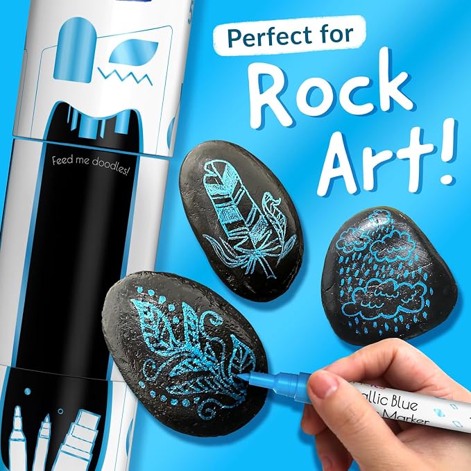 5 Metallic Acrylic Blue Paint Pen - Image 3