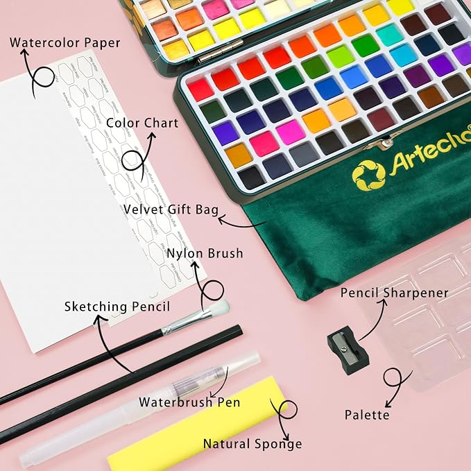 Artecho Watercolor Paint Set 100 Colors - Image 3