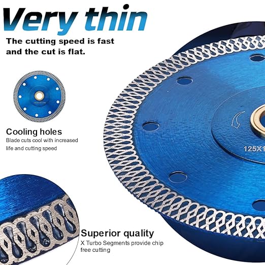 2Pcs/Lot 5" Super Thin Diamond Tile Blade Porcelain Saw Blade for Cutting Porcelain Tile Granite Marbles (5"-2pc/Box)