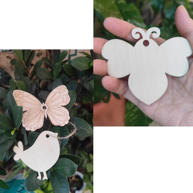 70PCS Pastoral Unfinished Blank Wooden Cutouts Craft - Image 6
