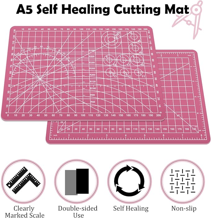 Sewing Cutting Mat 8in x 6in, Small Self Healing Cutting Board A5 Rotary - Image 3