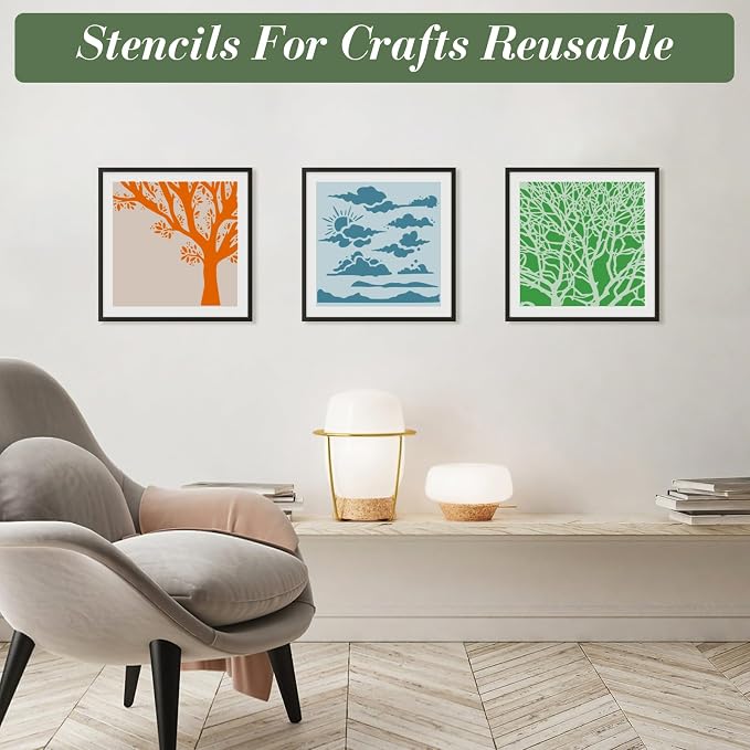 Texture Stencils for Crafts Reusable 16Pcs Stencils | DIY Art Painting Stencil - Image 2