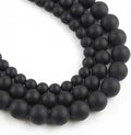 60pcs Natural Matte Black Onyx Gemstone Beads，6mm Frosted Round Loose Stone by Yochus