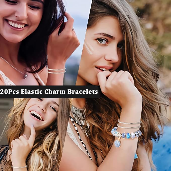 ZYEHXED 20Pcs Snake Charm Bracelet Expandable Elastic Bangle Bracelets - Image 3