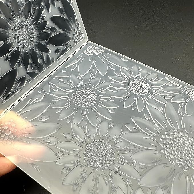 3D Plastic Embossing Folder Template Stereoscopic Sunflower Texture 5x7 Inch - Image 2