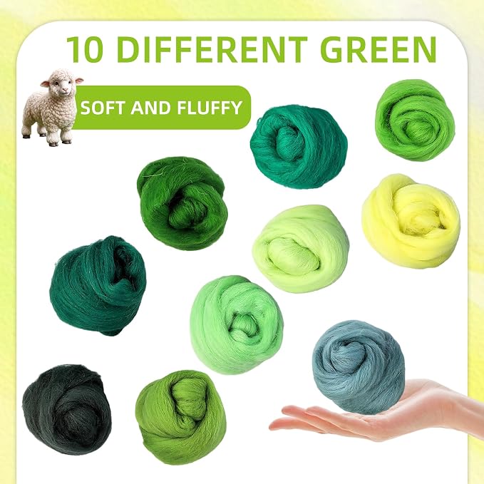 Flylin Needle Felting Wool, 10 Colors Wool Roving Yarn - Image 4