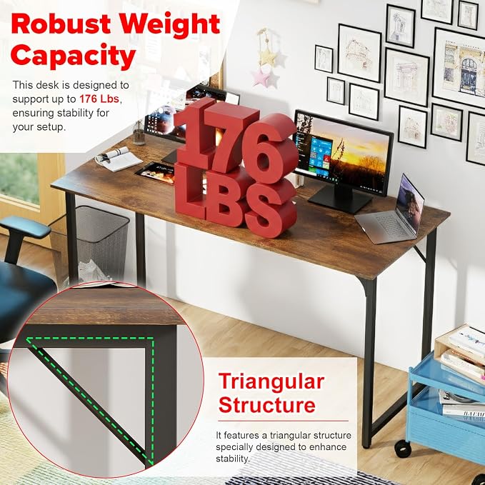 PayLessHere | 55 Inch Computer Desk | Vintage | Office Desk - Image 6