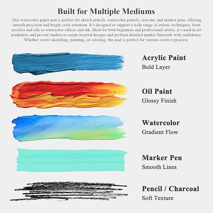 Watercolor Sketchbook 10"x12", 32 Sheets Water Color Paper, 140lb/300gsm - Image 6