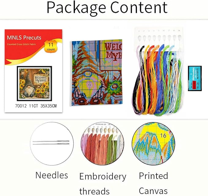 Zhenqing Garden Gnome Welcome Stamped Cross Stitch Kit - Image 4