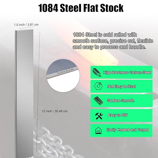 5 Pack 1084 Steel for Knife Making - 12"x1.5"x1/8" 1084 Steel Flat Stock Knife Blanks for Knife Making DIY