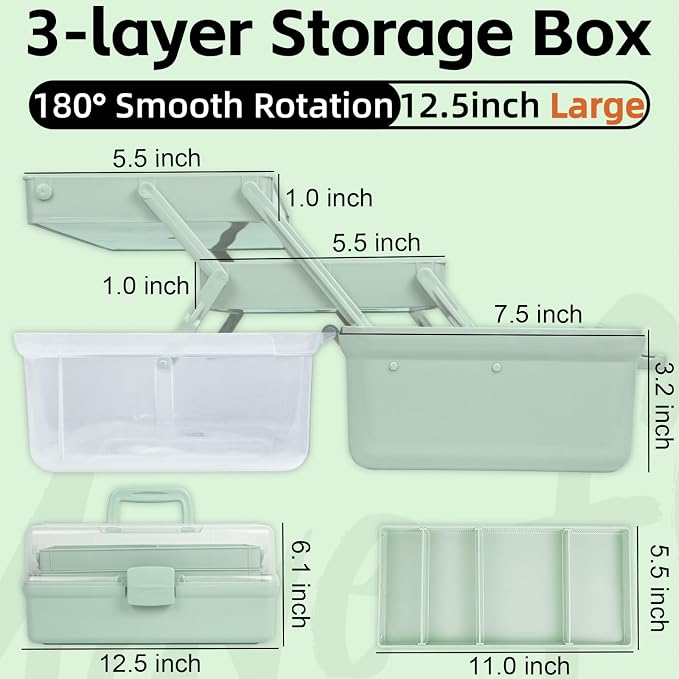 TERGOO 12.5in 3-Layer Multipurpose Craft Organizers and Storage - Image 2