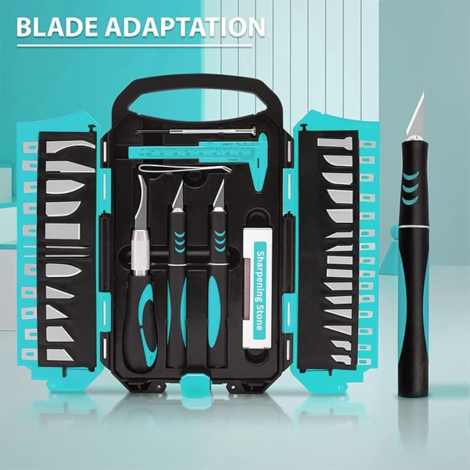 MANUFORE 34pcs Large Exacto Knife Set Craft Precision Knife Set Blue | Comfort - Image 4